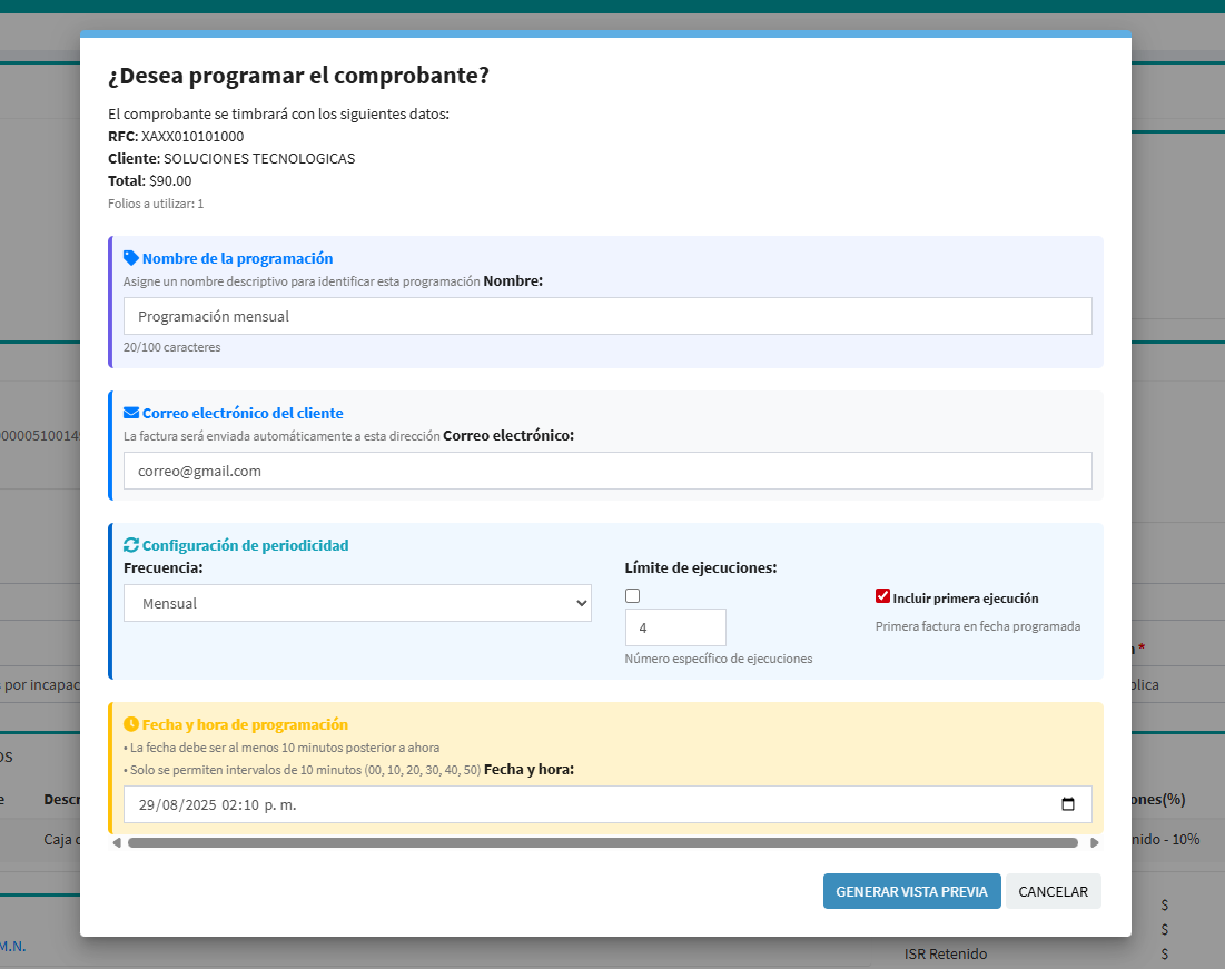 Programar Factura